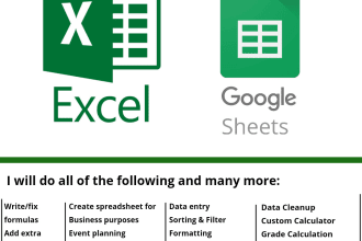 create, fix, or automate excel and google sheets