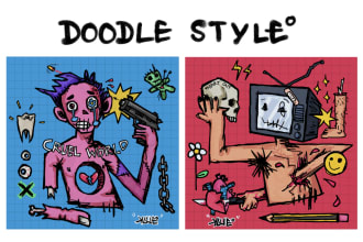 make doodle art, inked sketch, portraits and more