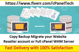 copy backup migrate your website or reseller account or full cpanel whm server