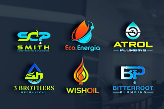 design unique plumbing, heating, oil, gas logo