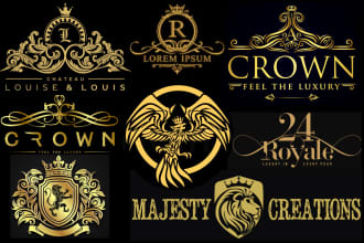 design a luxury coat of arm, heraldic and luxury royal logo