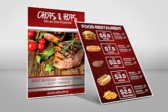 do any menu design, restaurant, food, chalkboard, price list