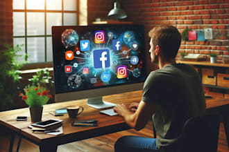 be a social media manager for facebook, instagram, twitter