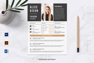 design professional resume, cv and cover letter template