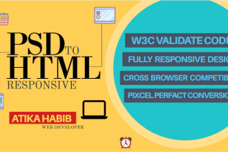 convert psd,xd,sketch to html CSS responsive bootstrap