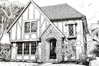 draw a detailed ink sketch of a house or building