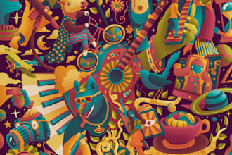 create a complex, fluid and energetic illustration