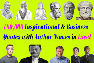 give 100 thousands inspirational and business quotes with author names in excel