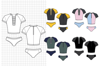 make flat drawing for fashion swimwear