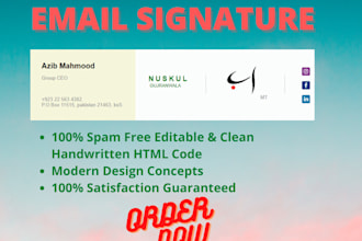 design professional clickable email signature or html email signature