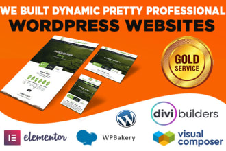 create a wordpress website by elementor, divi, wpbakery