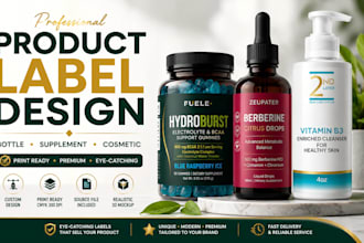 design product label, bottle label and supplement label