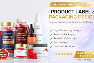 design premium product packaging label design and 3d mockup