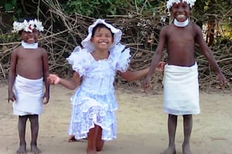 wish you Christmas with Christmas girl and Christmas boy say your message singing style