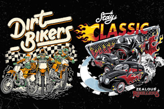 create retro vintage design with hand drawn illustration
