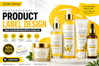 create attractive product label design, food label, supplements and bottle label