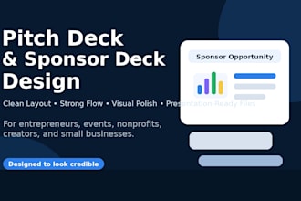 design a professional pitch deck, sponsor deck, or presentation
