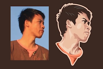do simple minimalist vector portrait avatar of your photo