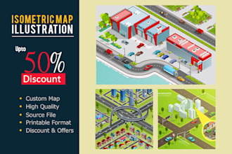 draw a vector or isometric map illustration