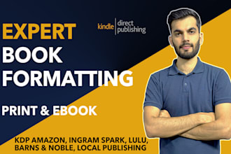 do book formatting, kindle ebook formatting and  paperback formatting for KDP