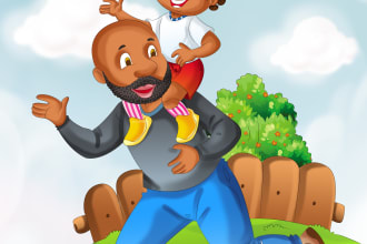 draw children book cute illustrations, children book