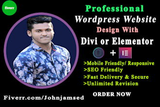 develop clean wordpress website by divi or elementor
