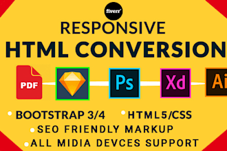 convert your psd to html ai to html with best responsive