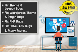 fix wordpress bugs, errors, theme plugins and HTML CSS PHP issues