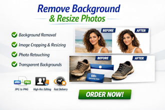 provide professional background removal, cropping, and resizing services