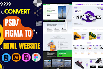 convert PSD or figma to code responsive HTML bootstrap web design