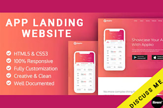 create mobile app landing page website HTML or wordpress