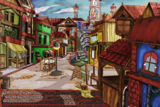 draw landscape, interior, exterior background nft animation