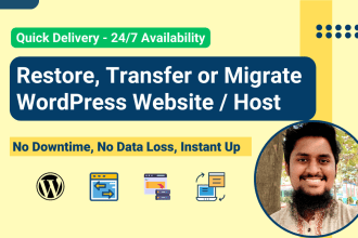 restore, transfer or migrate wordpress website to new hosting or domain