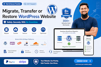 migrate, transfer or restore wordpress website, no downtime