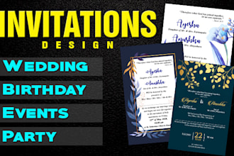 wedding, birthday, events and party invitations