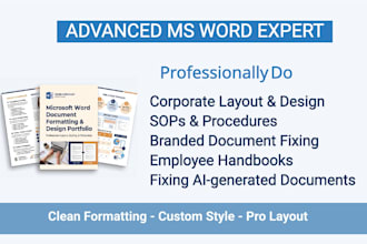 format corporate layout, sops, and fix ai generated text in ms word