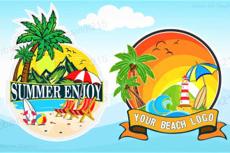 design summer holidays and beach enjoying logo