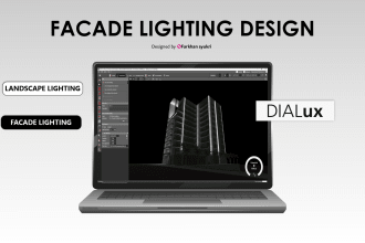 lighting design for building facades, exteriors with dialux