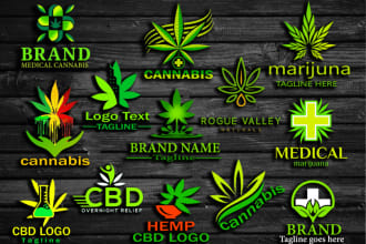 make unique cannabis,hemp natural cbd oil logo in 12 hour