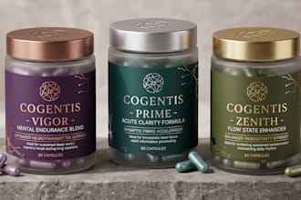 design a modern food product packaging label with 3d mokcup