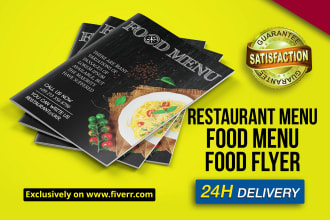design  awesome restaurant menu, food flyer in 24hrs