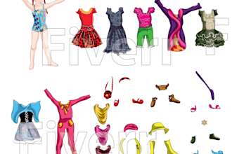 draw a creative paper doll with awesome fashion clothes