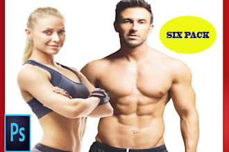 photo retouching, body reshape, six pack, abs, drop shadow and retouch photo