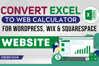 convert excel to web calculator for wordpress, wix or squarespace website