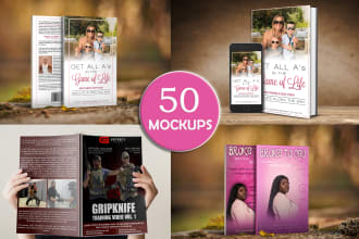 create 3d book  mockups, book mockups in 50 styles