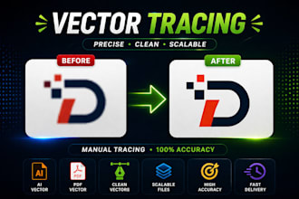 do manual vector tracing and redraw logo