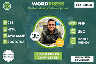 fix any issue from the site or develop any site wordpress, custom HTML or PHP