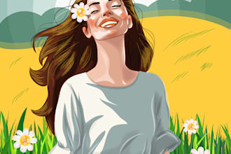 draw a pretty flat 2d vector illustrations