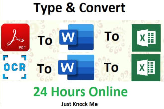 type and convert pdf to excel, csv and pdf to word perfectly