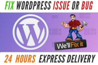 fix wordpress issue or problem in 12hours